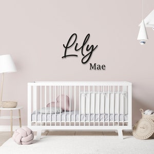 Name Wall Art - Childrens Bedroom - Wooden Word Text Art - Bedroom Art Gift - Double Line Style 4