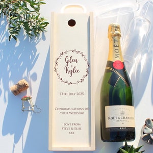Personalised Engagement Bottle Box Customised Engagement Gift Present Personalised Engagement Champagne Wooden Wedding Bottle Box Gifts