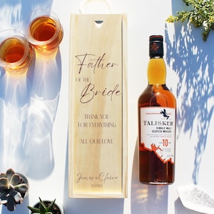Father of the Bride - Father of the Groom - Personalised Wedding Day Wooden Gift Bottle Box