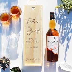 Father of the Bride - Father of the Groom- Personalised Wedding Day Gift Bottle Box - Wood or Clear