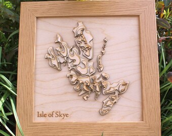 3D Isle of Skye Map - Wooden Topographical Map - Isle of Skye Map - Wooden map - Wall hanging