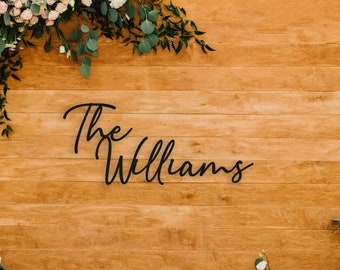 Wedding Surname Wall Art - Bridal Name Art - Wooden Word Text Art - Wedding Surname Decoration- Style 1