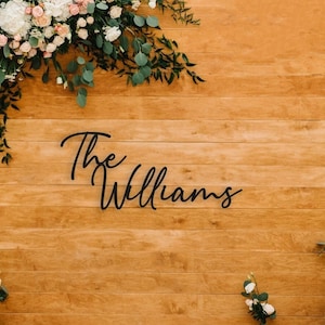Arte mural con apellidos para bodas - Arte con nombre de novia - Arte con texto de madera - Decoración con apellidos para bodas - Estilo 1