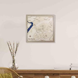 3D Ben Nevis-kaartkunst - houten topografische kaart