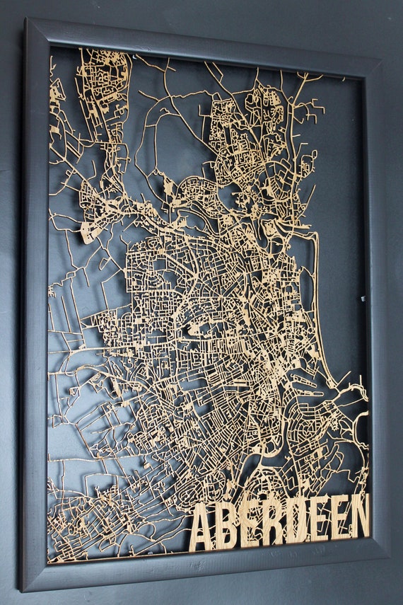 Aberdeen Wood Map Laser Cut Street Maps Wooden Map | Etsy