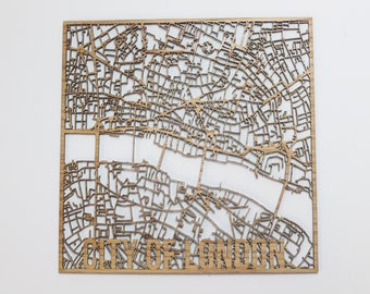 City of London Solid Wood Street Map Laser Cut Street Maps Wooden Map