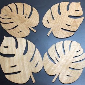 Monstera Leaf, Palm Leave Natural Placemats Set Laser Cut Set of 4