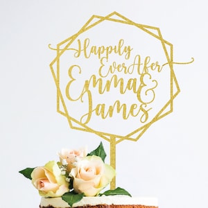 Happily Ever After Hexagon Cake Topper Birthday Party Cake Decoration