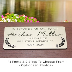 Personalized Memorial Plaque: Brass Finish, Floral Design