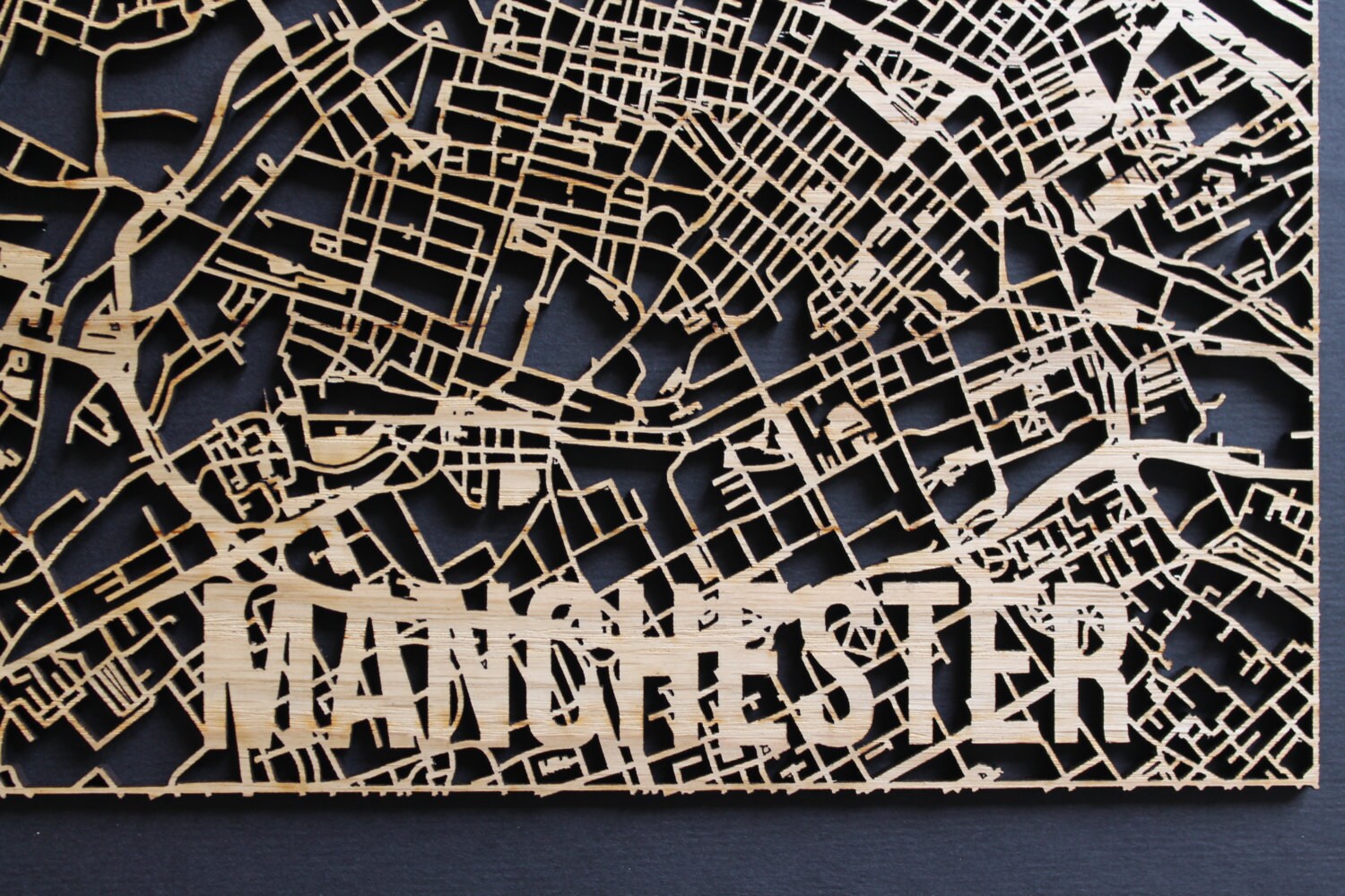 Manchester Laser Cut Street Maps Wooden Map | Etsy