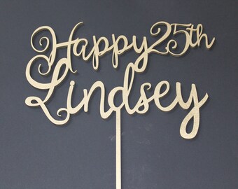 Happy Age and Name Cake Topper Birthday Party 18th, 21st, 30th, 90th Any Age