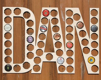 Personalised Name or Word Bottle Cap Holder Custom Word Collection Beer Cap Gift for Him