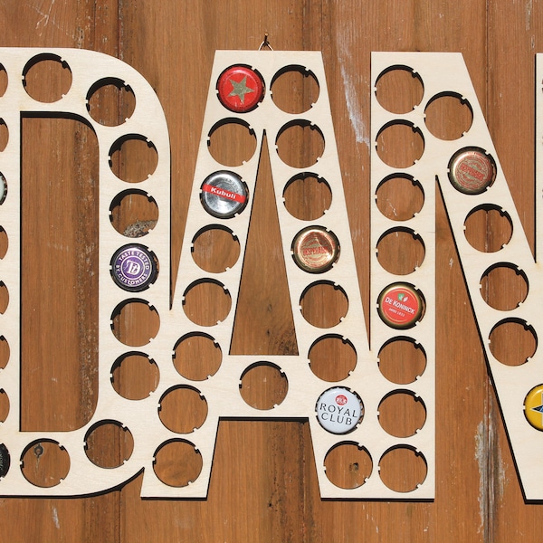 Personalised Name or Word Bottle Cap Holder Custom Word Collection Beer Cap Gift for Him