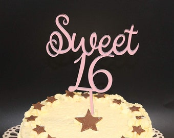 Sweet 16 Sixteen Cake Topper Wood Custom Personalised Solid Wood Luxury Premium Topper Keepsake