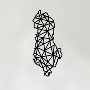 Arte geométrica da Albânia - Arte de parede em madeira rústica - Presente da Albânia