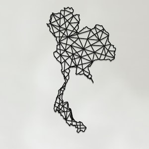 Arte Geométrica da Tailândia - Arte de Parede em Madeira - Presente Tailandês