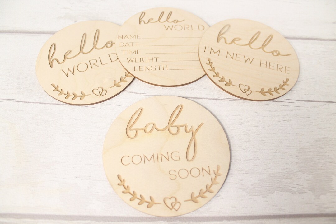 Baby Announcement Disc New Baby Card Hello World New Baby Etsy