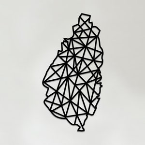 Geometric St Lucia Art - Wooden Country Wall Art - Saint Lucia Gift