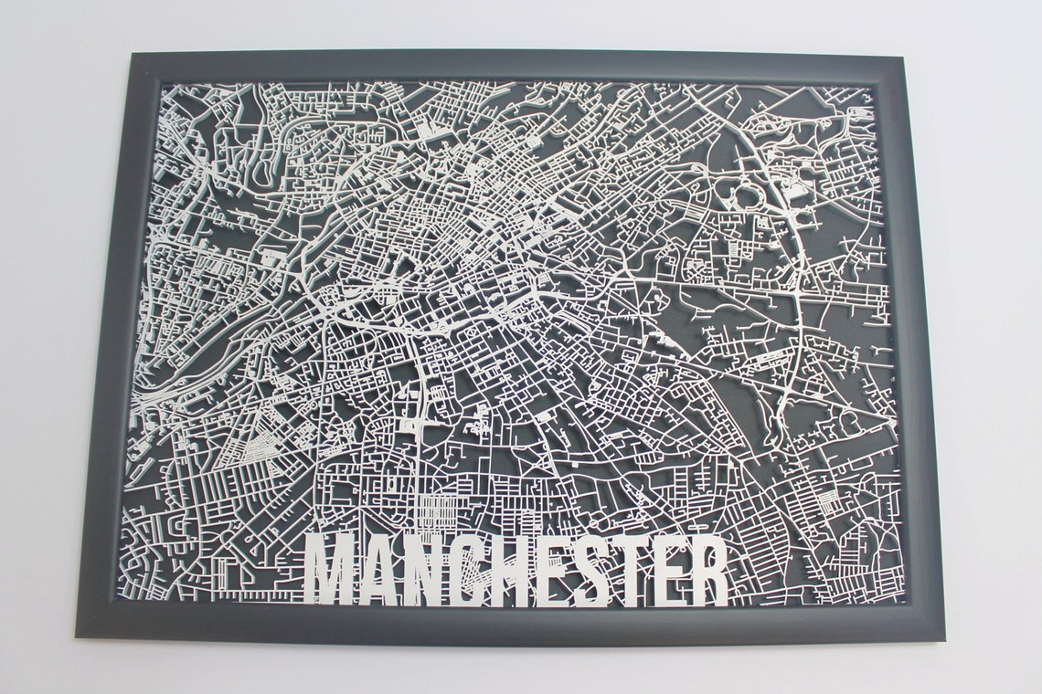 Manchester Laser Cut Street Maps Wooden Map - Etsy UK