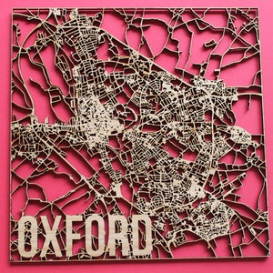 Oxford lasergesneden plattegronden houten kaart