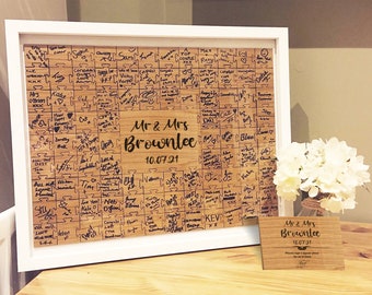 Jigsaw Guestbook Personalised with Sign Framed or Unframed - Handwritten Style - Wedding Guestbook