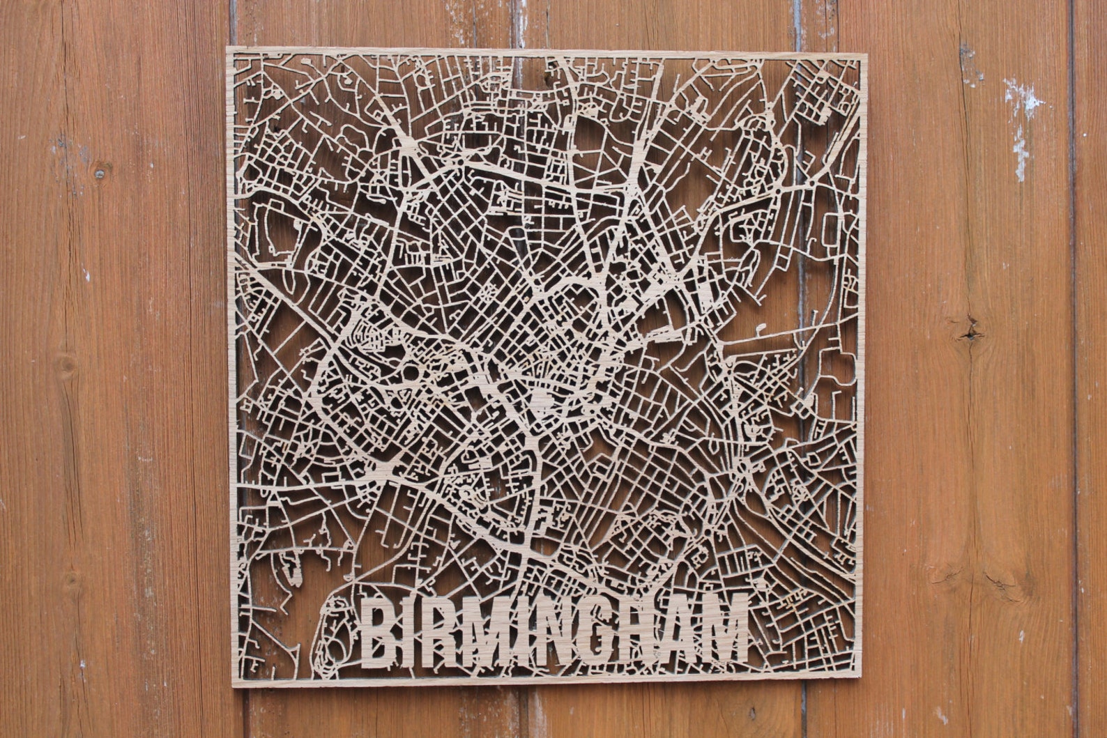 Birmingham Wood Map Laser Cut Street Maps Wooden Map - Etsy UK