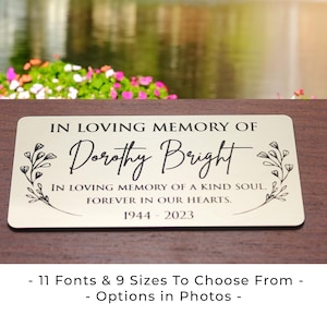 Personalized Memorial Plaque: Brass Finish, Floral Design