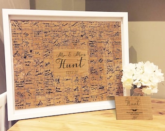 Jigsaw Guestbook Personalised with Sign Framed or Unframed - Signature Style - Wedding Guestbook