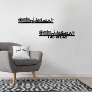 Arte mural de madera con el horizonte de Las Vegas - Regalo de Las Vegas - Arte del horizonte - Arte mural de madera