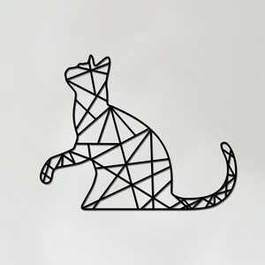 Arte geométrico de gato - Arte mural de madera - Regalo para amantes de los gatos