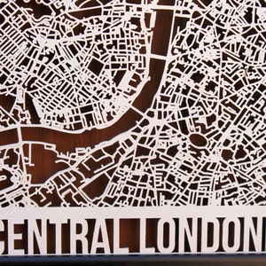 Central London Wood Map Laser Cut Street Maps Wooden Map image 3