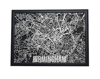 Birmingham Wood Map Laser Cut Street Maps Wooden Map