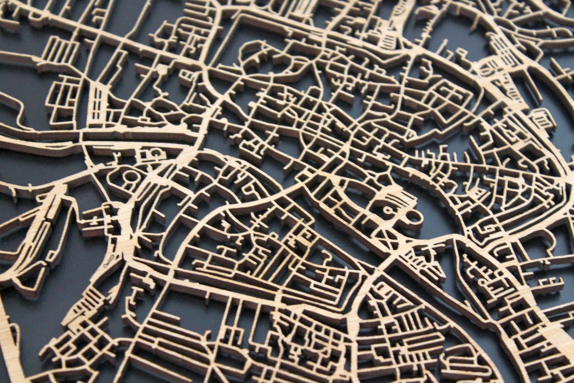 York Laser Cut Street Maps Wooden Map - Etsy UK