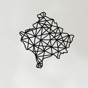 Arte geométrico de Kosovo - Arte mural rústico de madera - Regalo de Kosovo