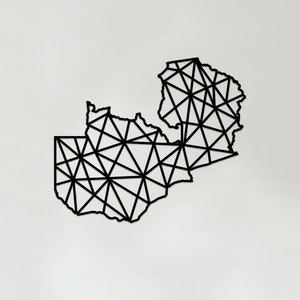 Geometric Zambia Art - Wooden Country Wall Art - Zambia Gift