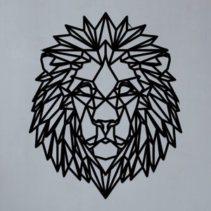 Geometric Lion Art - Wooden Laser Cut Wall Art