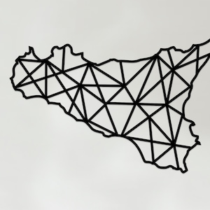 Geometrische Sizilien Kunst - Hölzerne Land Wandkunst - Sizilien Geschenk