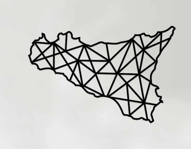 Geometric Sicily Art Wooden Country Wall Art Sicily Gift Etsy