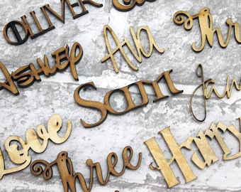 Personalised wooden script name plaque sign - Any Font  - Words Letters MDF  and Birch!