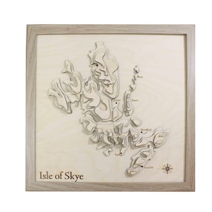 Carte 3D de l'île de Skye - carte topographique en bois - carte de l'île de Skye - carte en bois - tenture murale