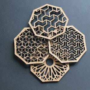 Geometric Delights Laser Cut Coasters Set of 4 image 1