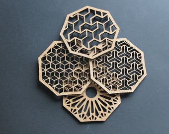 Geometric Delights Laser Cut Coasters Set of 4