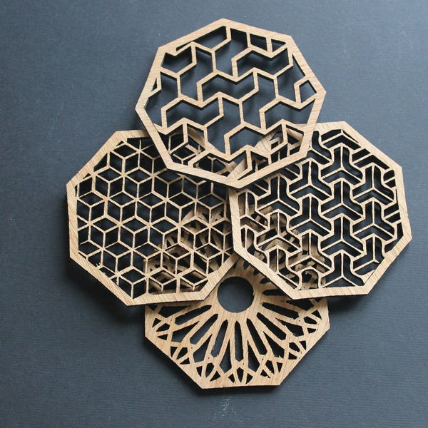 Geometric Delights Laser Cut Coasters Set of 4