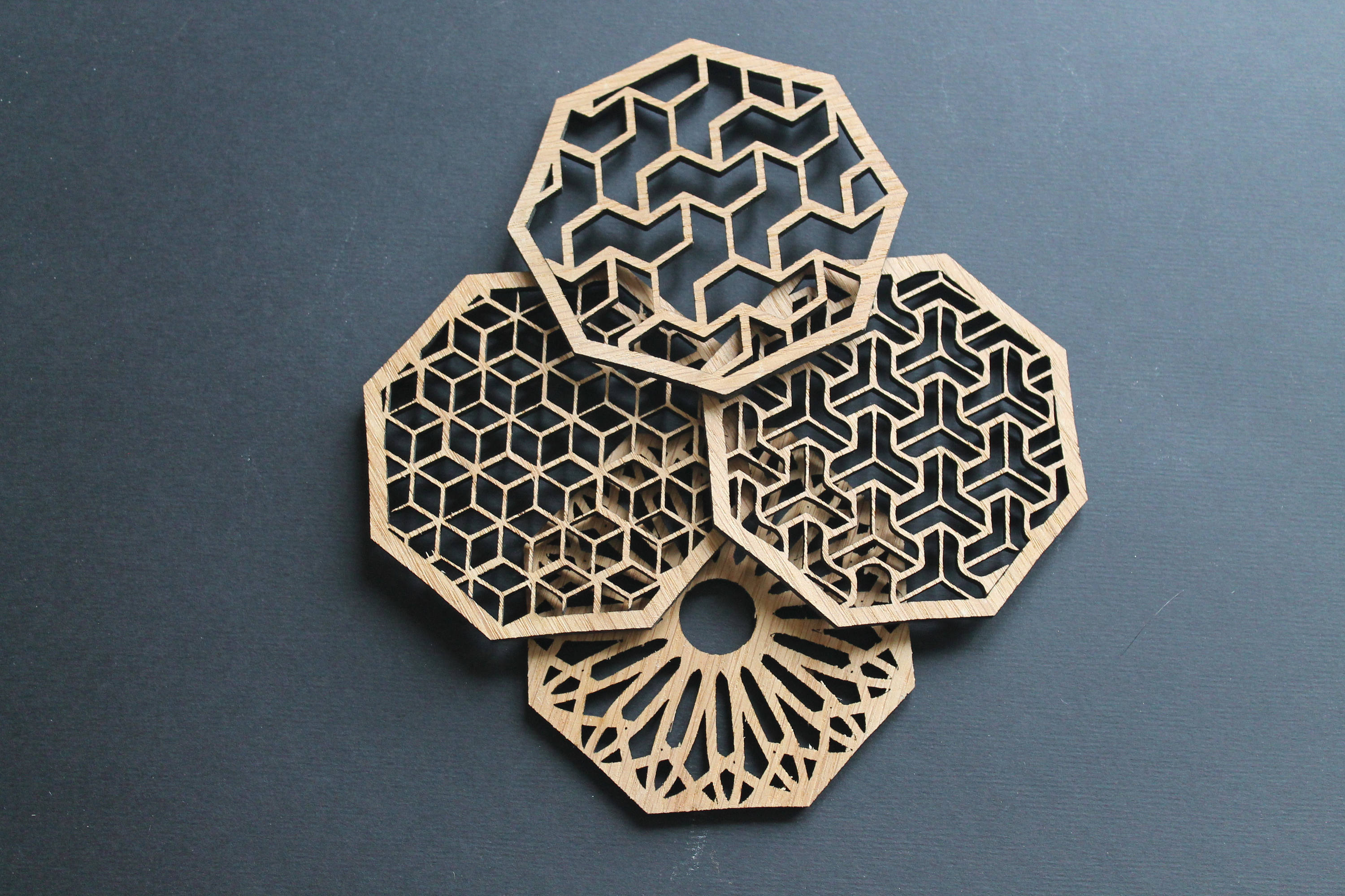 Geometric Delights Laser Cut Coasters Set de 4 Etsy México