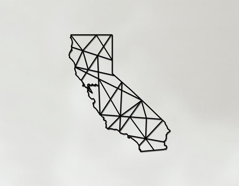 Geometric California Art Wooden State Wall Art California Etsy