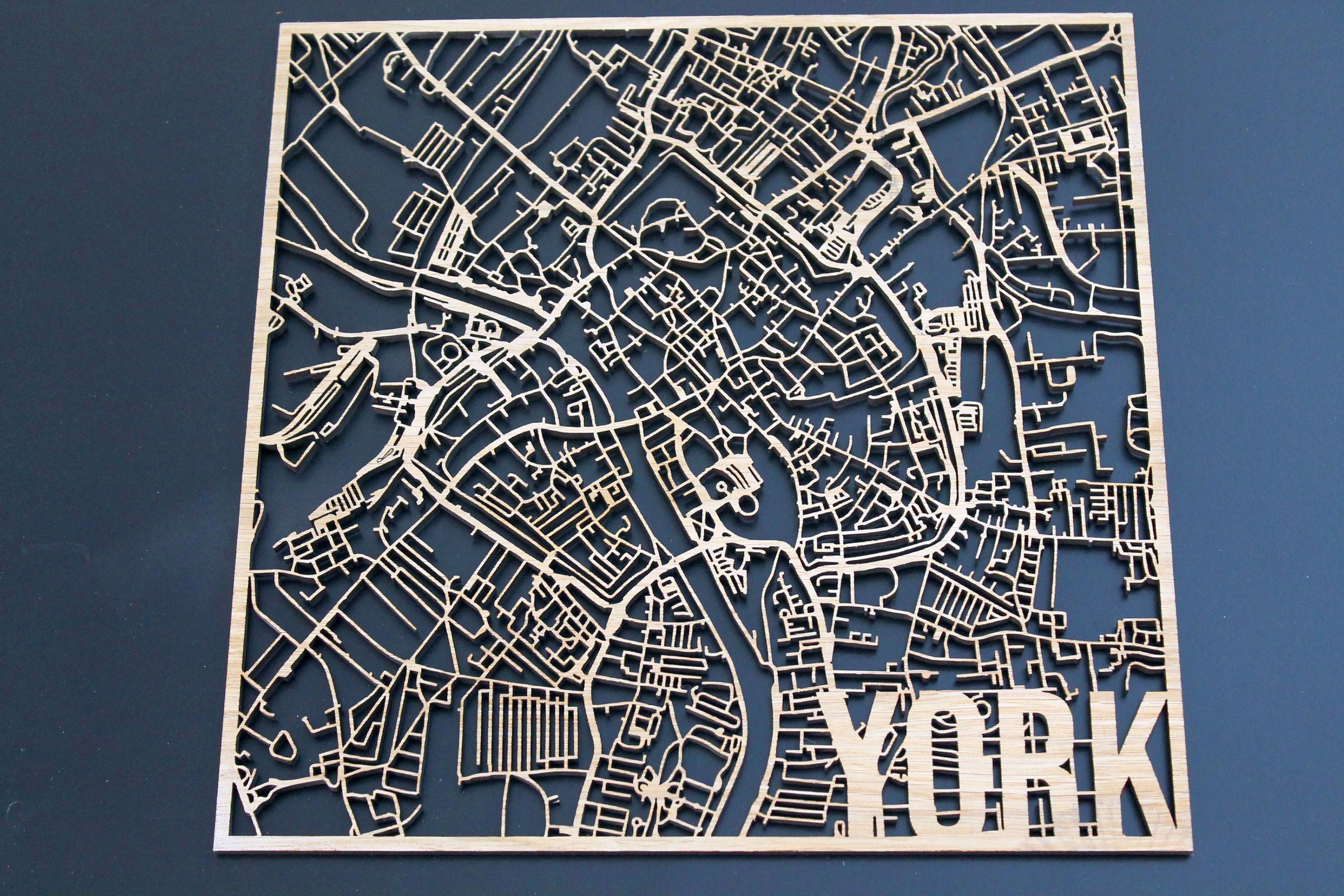 York Laser Cut Street Maps Wooden Map - Etsy UK