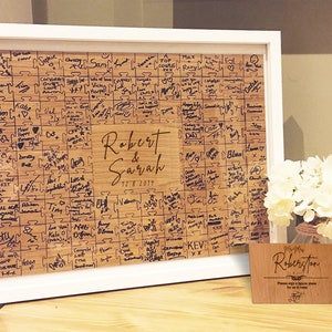 Jigsaw Guestbook Personalised with Sign Framed or Unframed Signature Freehand Style Wedding Puzzle Guestbook image 4