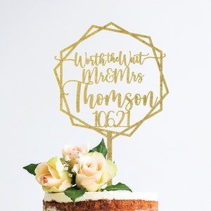 Mr and Mrs Wedding Engagement Hexagon Cake Topper Birthday Party Cake Decoration