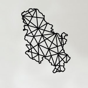 Geometric Serbia Art - Wooden Country Wall Art - Serbia Gift