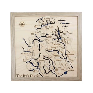 3D-Peak Distrikt Karte - Topographische Holzkarte